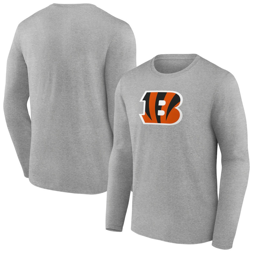 Cincinnati Bengals Primary Team Logo Long Sleeve T-Shirt Heather Gray - NFL