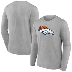 Denver Broncos Primary Team Logo Long Sleeve T-Shirt Heather Gray - NFL