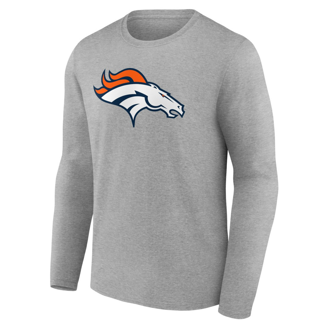 Denver Broncos Primary Team Logo Long Sleeve T-Shirt Heather Gray - NFL