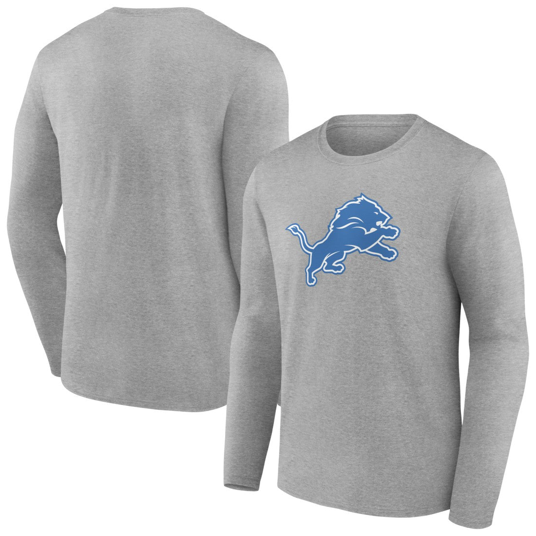 Detroit Lions Primary Team Logo Long Sleeve T-Shirt Heather Gray - NFL