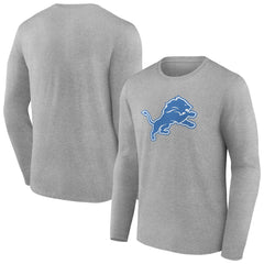 Detroit Lions Primary Team Logo Long Sleeve T-Shirt Heather Gray - NFL