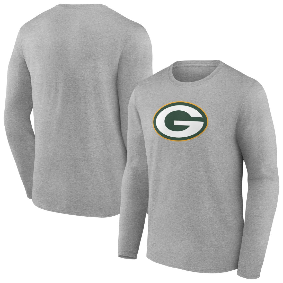 Green Bay Packers Primary Team Logo Long Sleeve T-Shirt Heather Gray - NFL