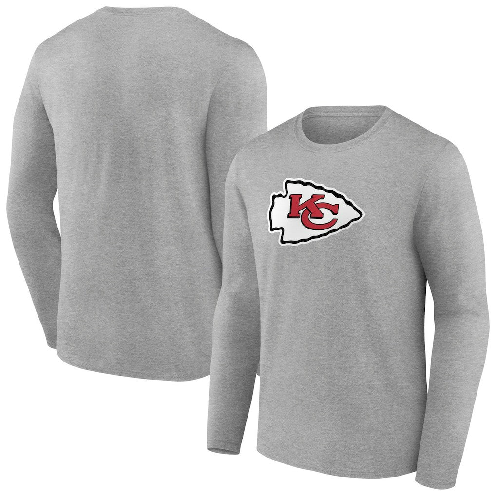 Kansas City Chiefs Primary Team Logo Long Sleeve T-Shirt Heather Gray - NFL
