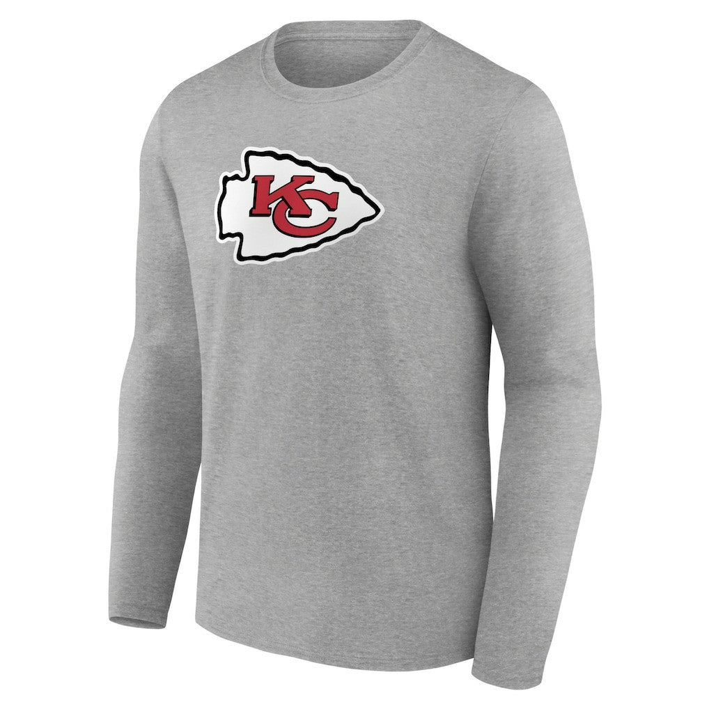 Kansas City Chiefs Primary Team Logo Long Sleeve T-Shirt Heather Gray - NFL