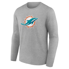 Miami Dolphins Primary Team Logo Long Sleeve T-Shirt Heather Gray - NFL
