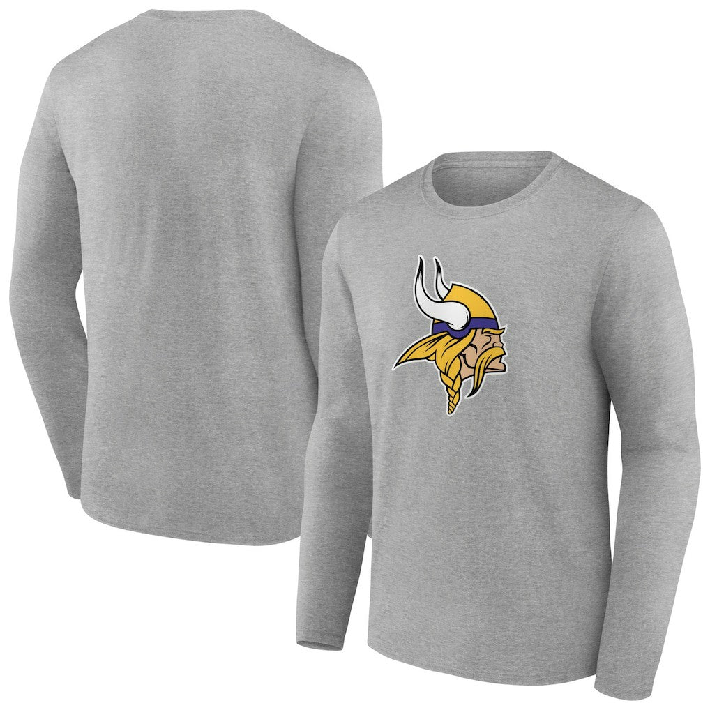 Minnesota Vikings Primary Team Logo Long Sleeve T-Shirt Heather Gray - NFL