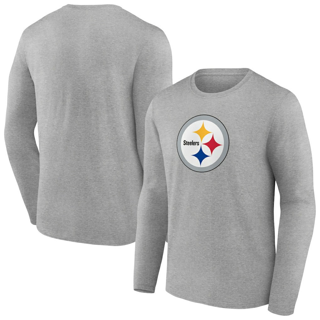 Pittsburgh Steelers Primary Team Logo Long Sleeve T-Shirt Heather Gray - NFL
