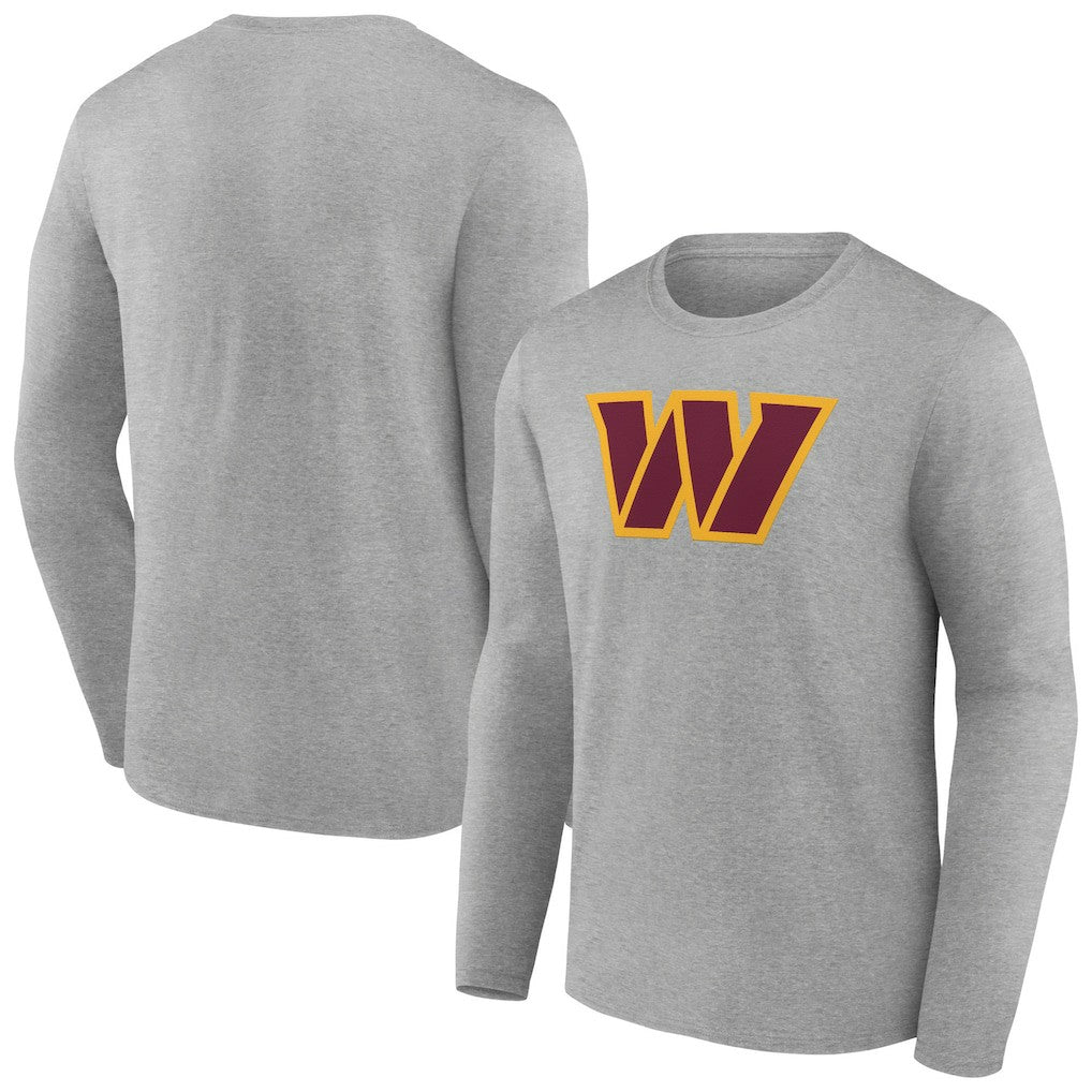 Washington Commanders Primary Team Logo Long Sleeve T-Shirt Heather Gray - NFL