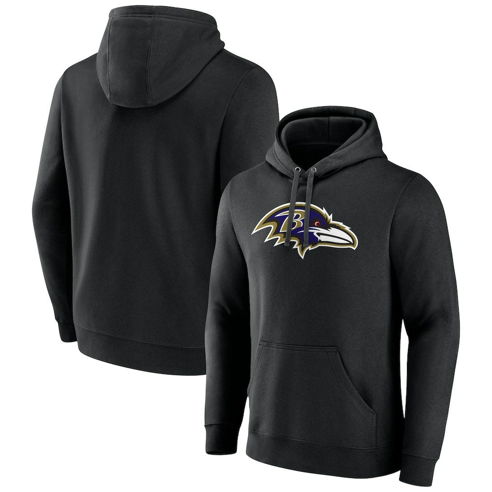 Baltimore Ravens Primary Team Logo Fitted Pullover Hoodie Black - NFL