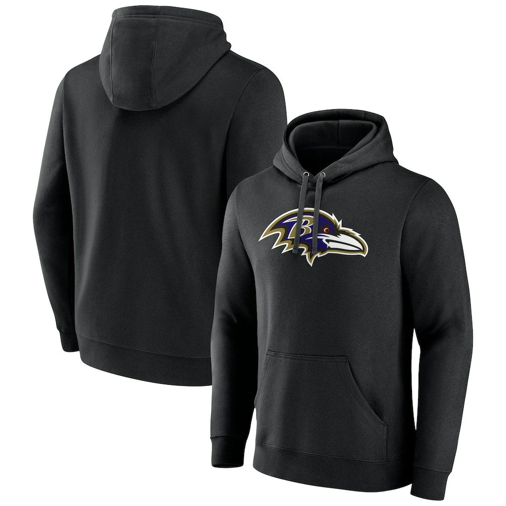 Baltimore Ravens Primary Team Logo Fitted Pullover Hoodie Black - NFL