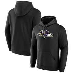 Baltimore Ravens Primary Team Logo Fitted Pullover Hoodie Black - NFL