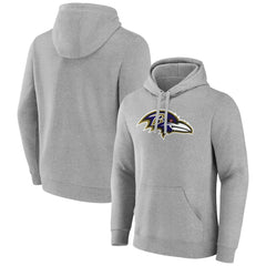 Baltimore Ravens Primary Team Logo Fitted Pullover Hoodie Heather Gray - NFL