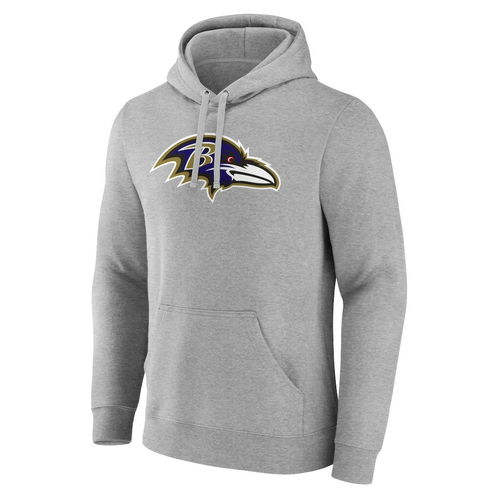 Baltimore Ravens Primary Team Logo Fitted Pullover Hoodie Heather Gray - NFL