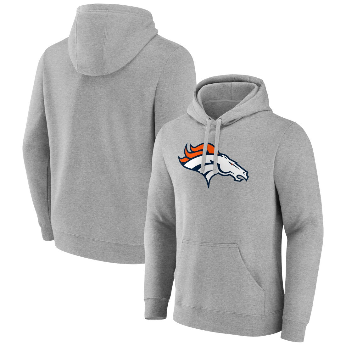 Denver Broncos Primary Team Logo Fitted Pullover Hoodie Heather Gray - NFL