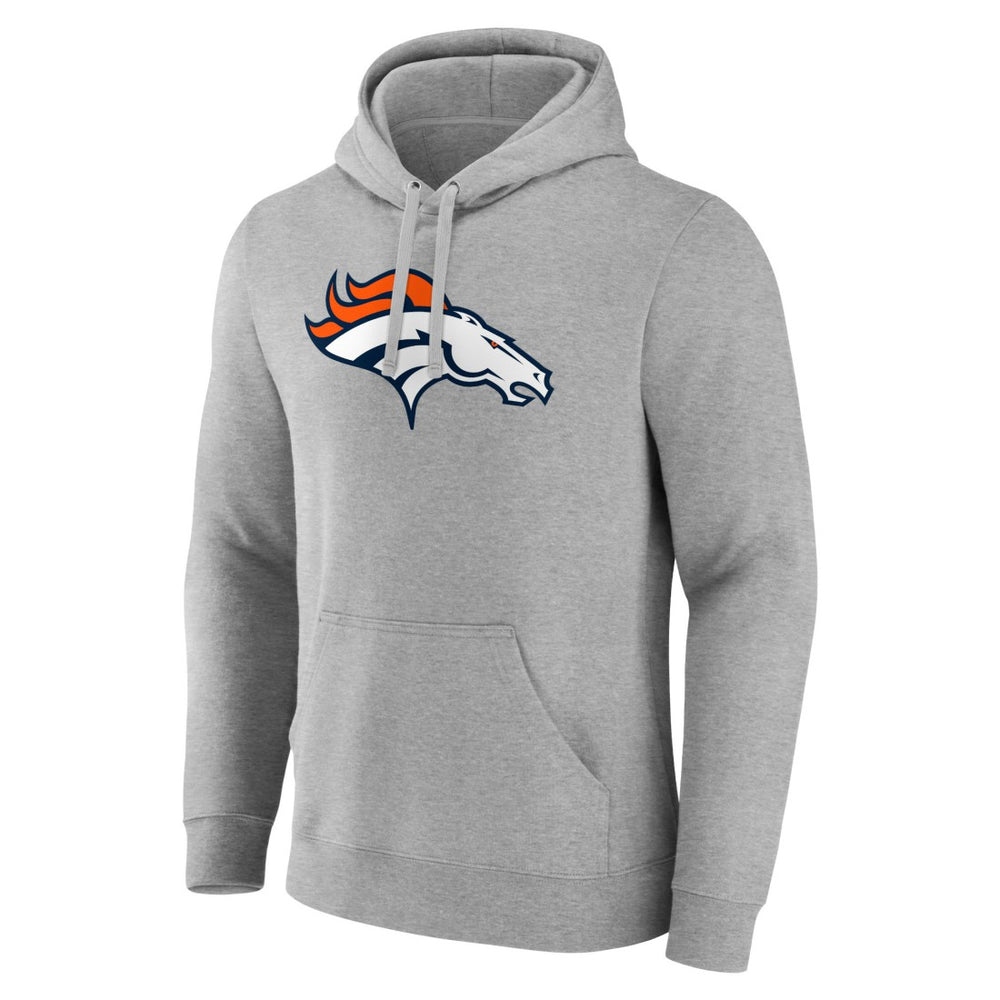 Denver Broncos Primary Team Logo Fitted Pullover Hoodie Heather Gray - NFL