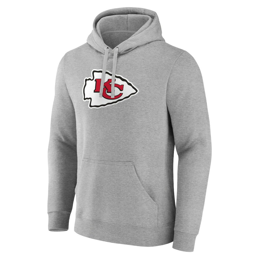 Kansas City Chiefs Primary Team Logo Fitted Pullover Hoodie Heather Gray - NFL