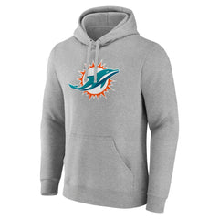 Miami Dolphins Primary Team Logo Fitted Pullover Hoodie Heather Gray - NFL