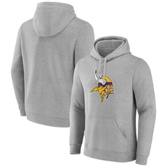 Minnesota Vikings Primary Team Logo Fitted Pullover Hoodie Heather Gray - NFL