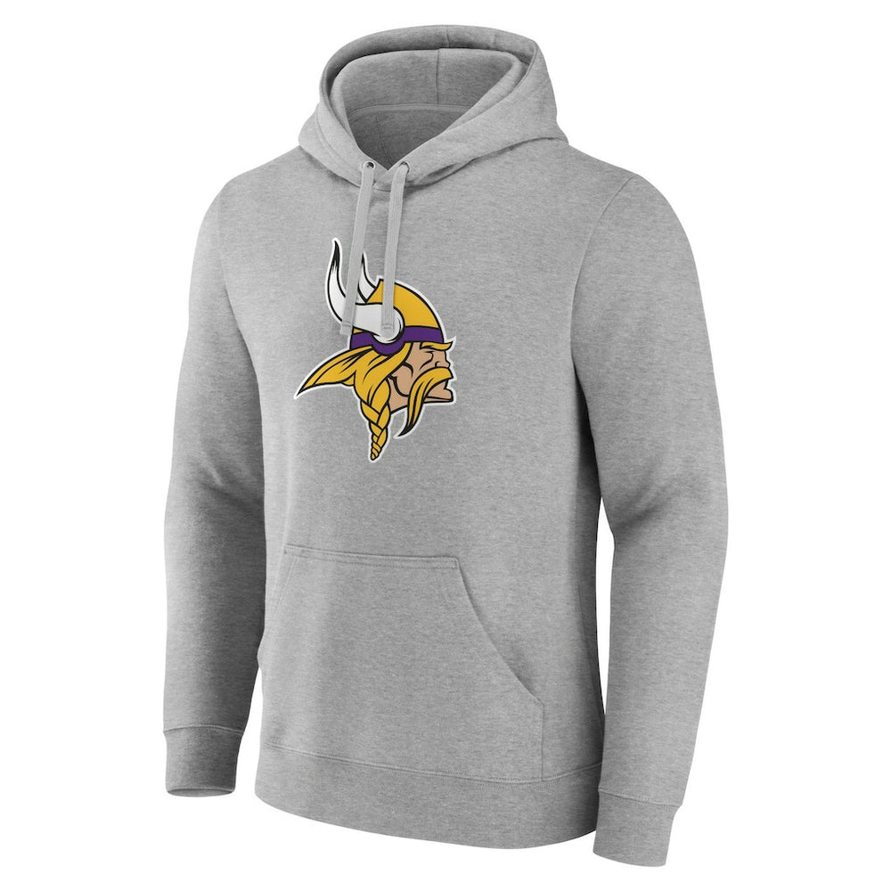 Minnesota Vikings Primary Team Logo Fitted Pullover Hoodie Heather Gray - NFL
