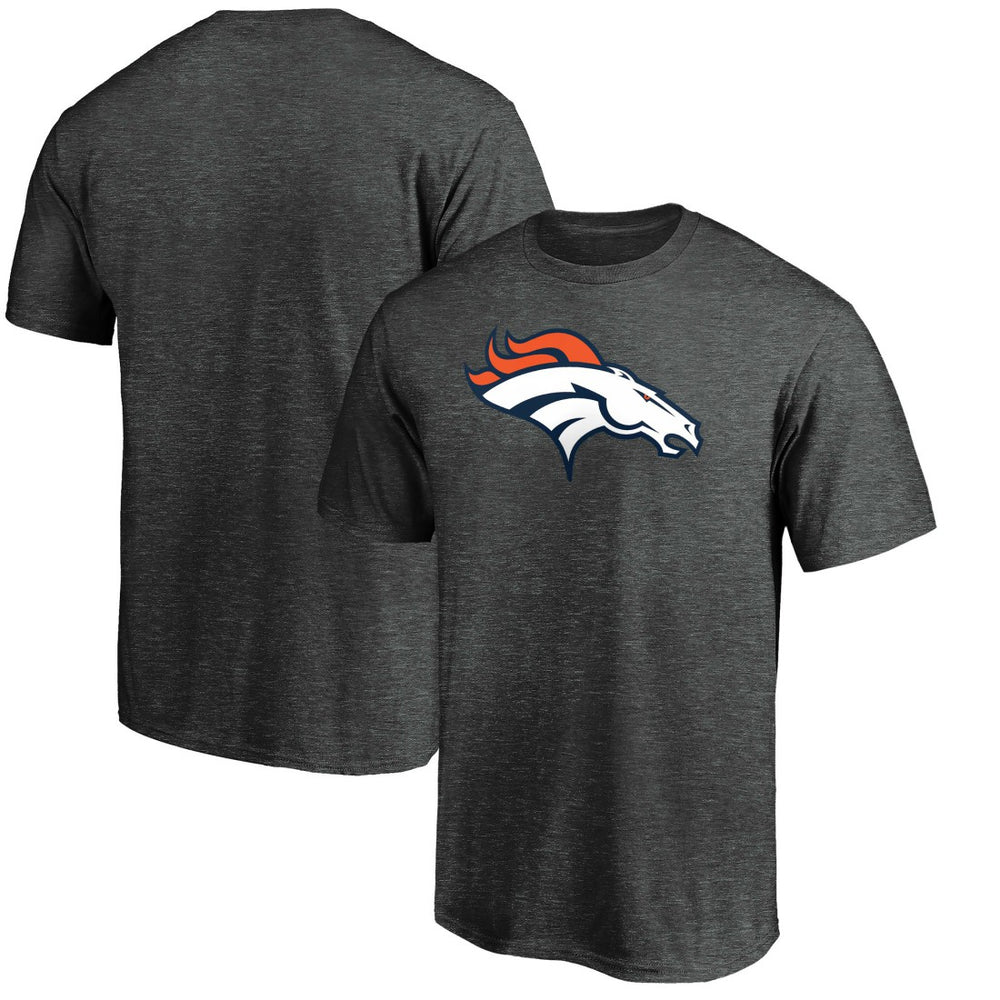 Denver Broncos Primary Logo T-Shirt Heather Charcoal - Fanatics