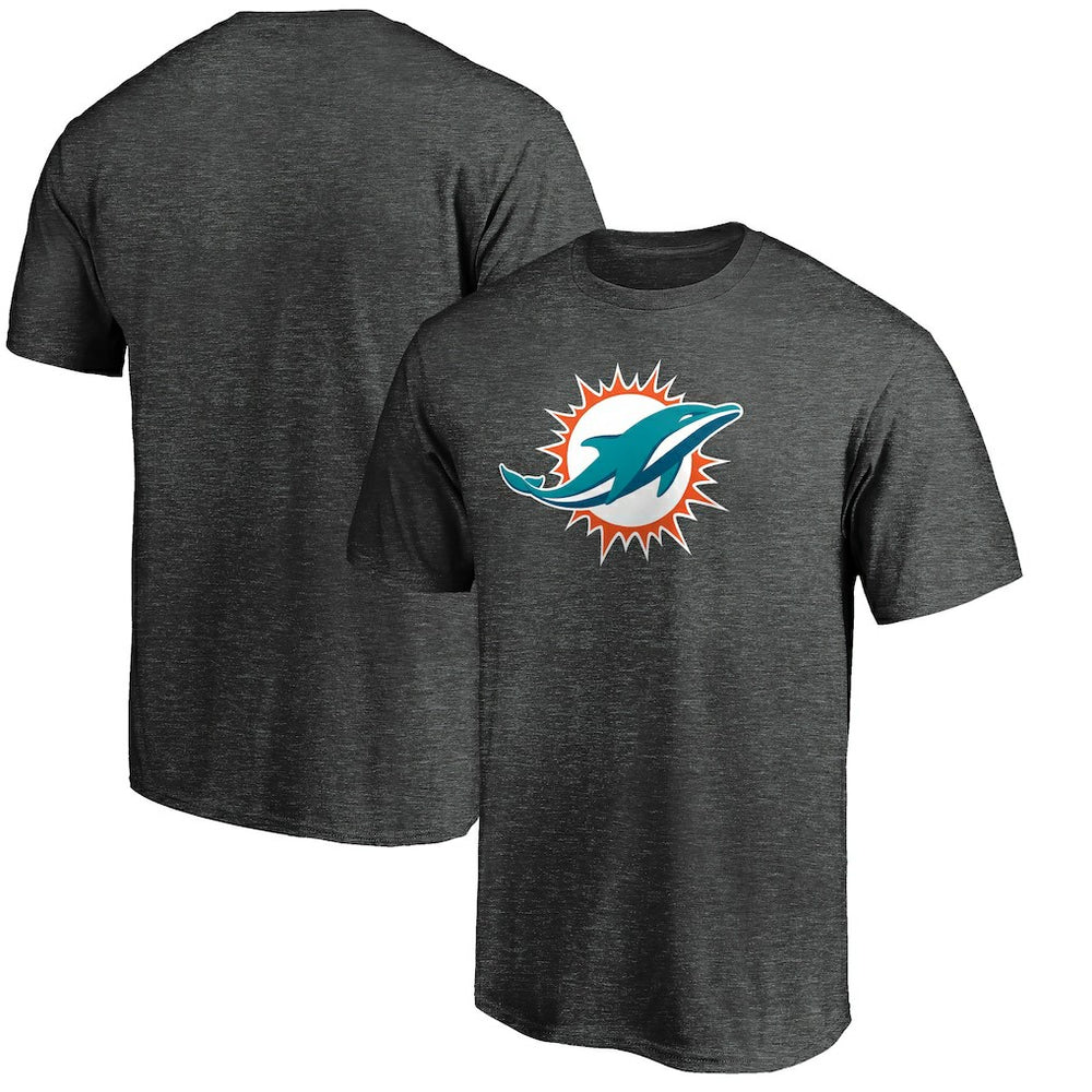 Miami Dolphins Primary Logo T-Shirt Heather Charcoal - Fanatics