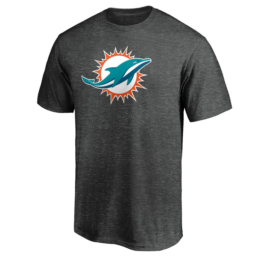 Miami Dolphins Primary Logo T-Shirt Heather Charcoal - Fanatics