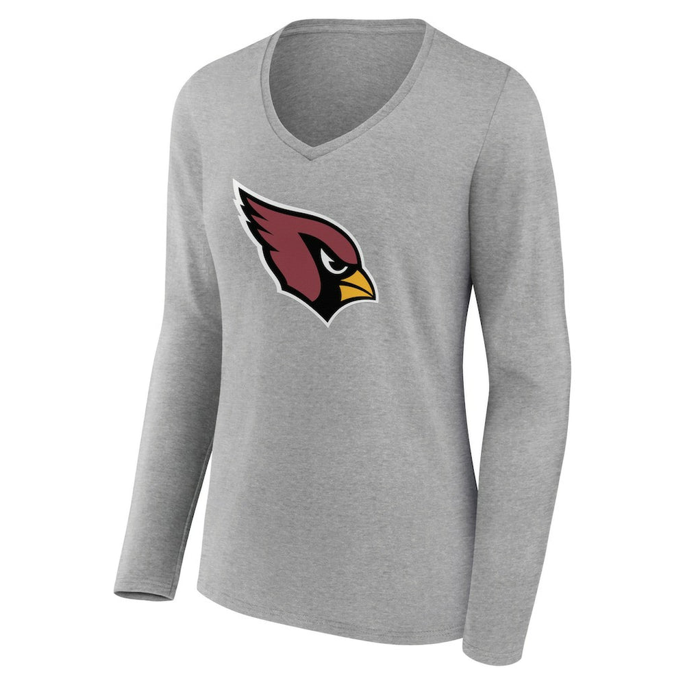 Arizona Cardinals Women's Primary Team Logo Long Sleeve V-Neck T-Shirt Heather Gray - NFL
