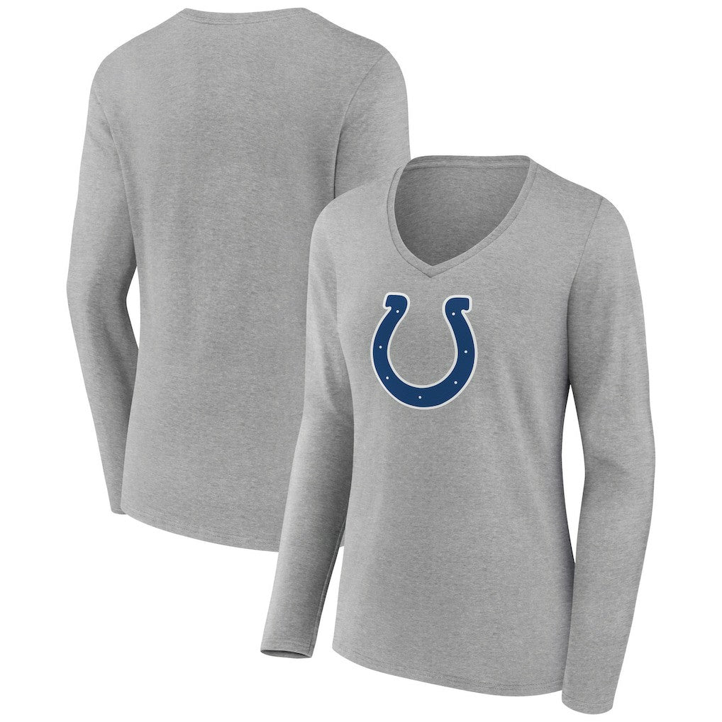 Indianapolis Colts Women's Primary Team Logo Long Sleeve V-Neck T-Shirt Heather Gray - NFL