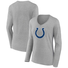 Indianapolis Colts Women's Primary Team Logo Long Sleeve V-Neck T-Shirt Heather Gray - NFL