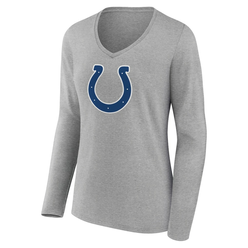 Indianapolis Colts Women's Primary Team Logo Long Sleeve V-Neck T-Shirt Heather Gray - NFL