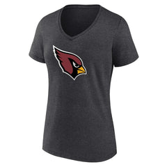 Arizona Cardinals Women's Primary Logo V-Neck T-Shirt Charcoal - NFL