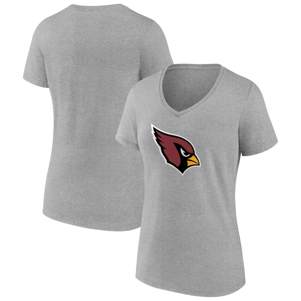 Arizona Cardinals Women's Primary Logo V-Neck T-Shirt Heather Gray - NFL