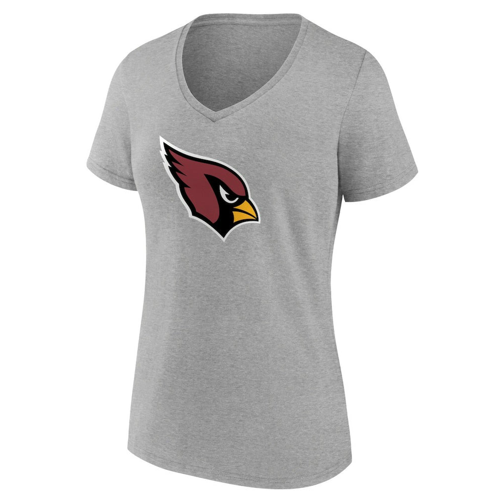 Arizona Cardinals Women's Primary Logo V-Neck T-Shirt Heather Gray - NFL