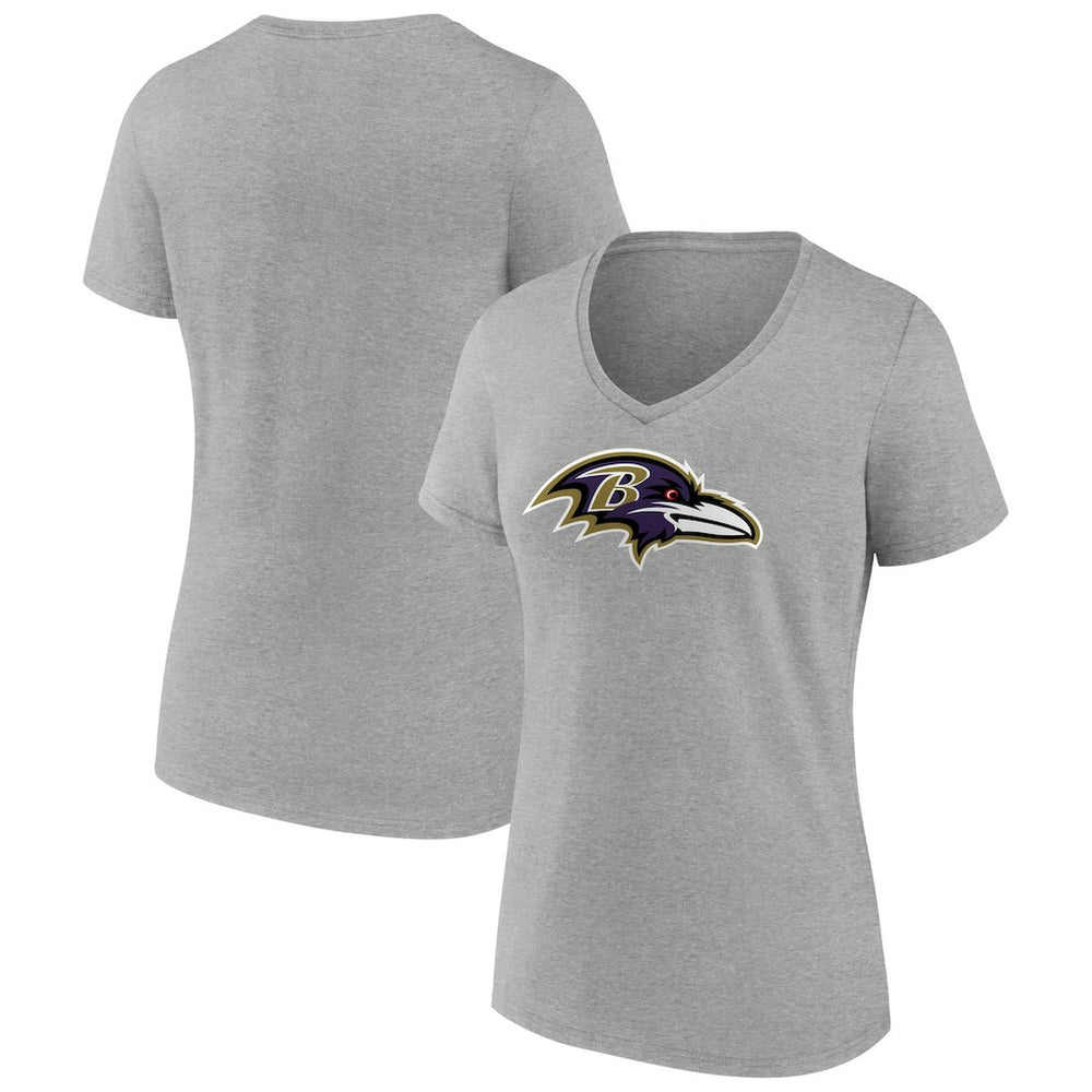 Baltimore Ravens Women's Primary Team Logo V-Neck T-Shirt Heather Gray - NFL