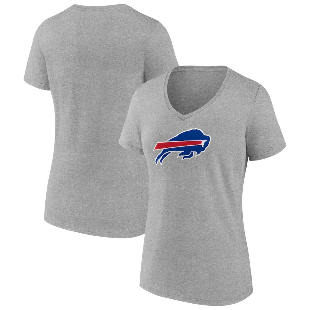 Buffalo Bills Women's Primary Team Logo V-Neck T-Shirt Heather Gray - NFL