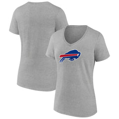 Buffalo Bills Women's Primary Team Logo V-Neck T-Shirt Heather Gray - NFL