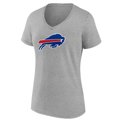 Buffalo Bills Women's Primary Team Logo V-Neck T-Shirt Heather Gray - NFL