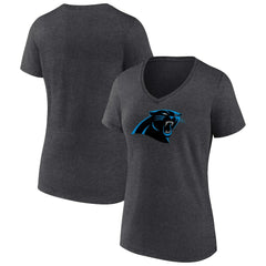 Carolina Panthers Women's Primary Team Logo V-Neck T-Shirt Charcoal - NFL