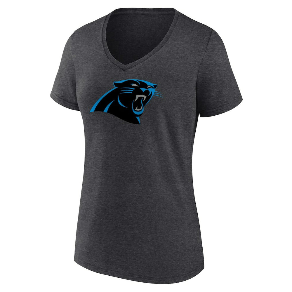 Carolina Panthers Women's Primary Team Logo V-Neck T-Shirt Charcoal - NFL