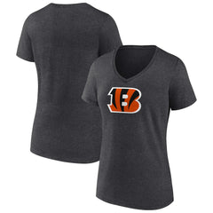 Cincinnati Bengals Women's Primary Team Logo V-Neck T-Shirt Charcoal - NFL