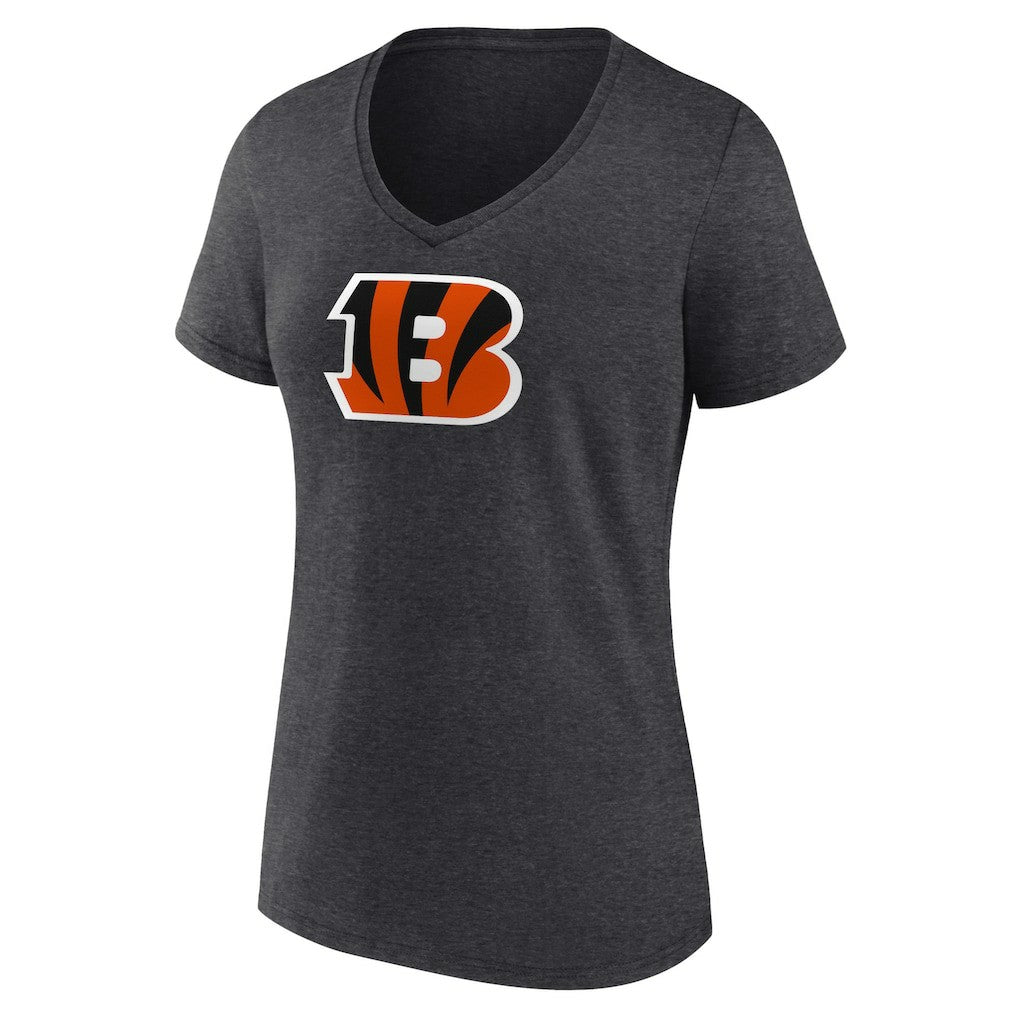 Cincinnati Bengals Women's Primary Team Logo V-Neck T-Shirt Charcoal - NFL