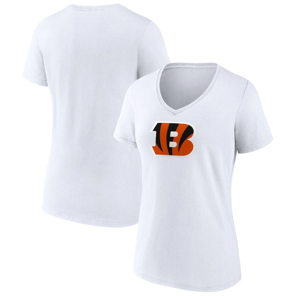 Cincinnati Bengals Women's Primary Team Logo V-Neck T-Shirt White - NFL