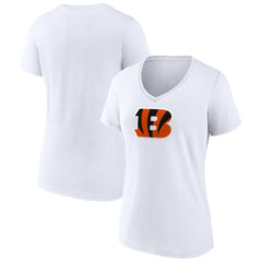 Cincinnati Bengals Women's Primary Team Logo V-Neck T-Shirt White - NFL