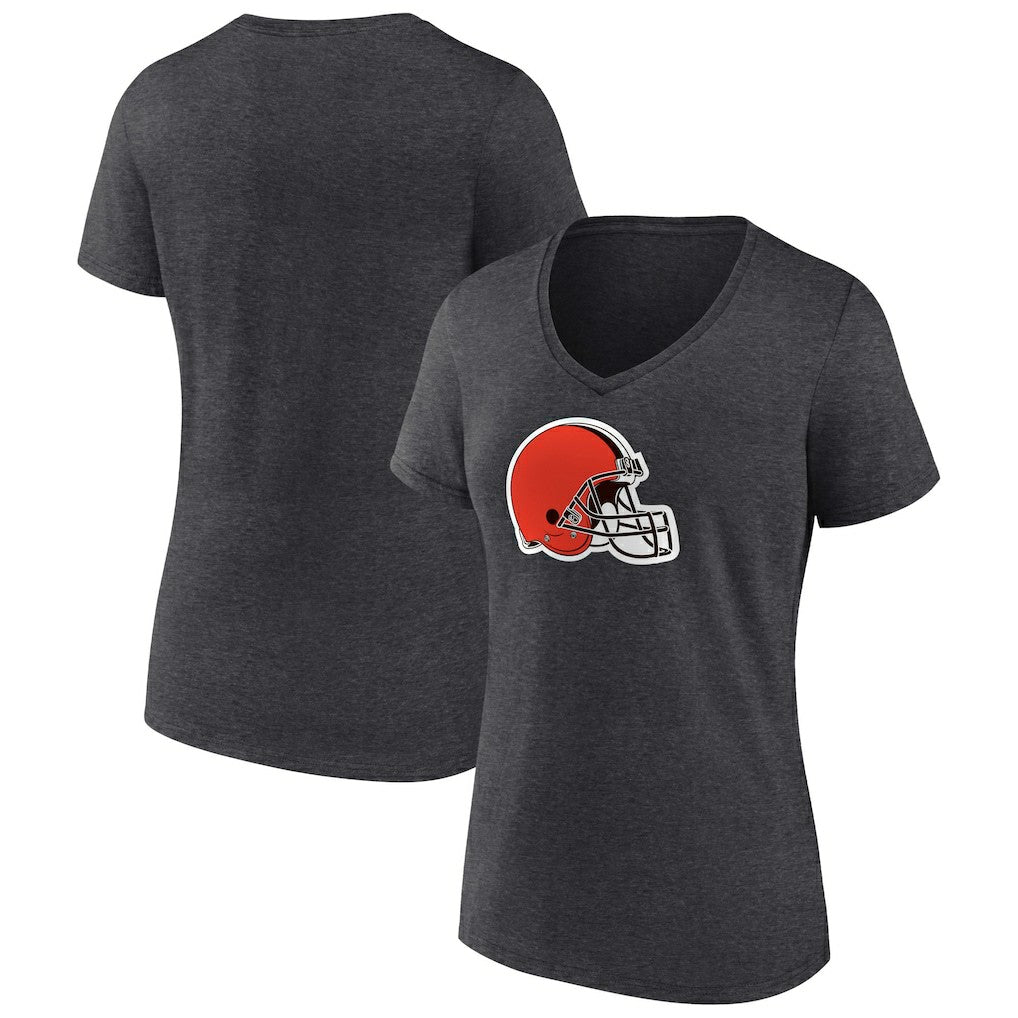 Cleveland Browns Women's Primary Team Logo V-Neck T-Shirt Charcoal - NFL