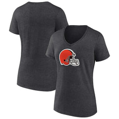 Cleveland Browns Women's Primary Team Logo V-Neck T-Shirt Charcoal - NFL