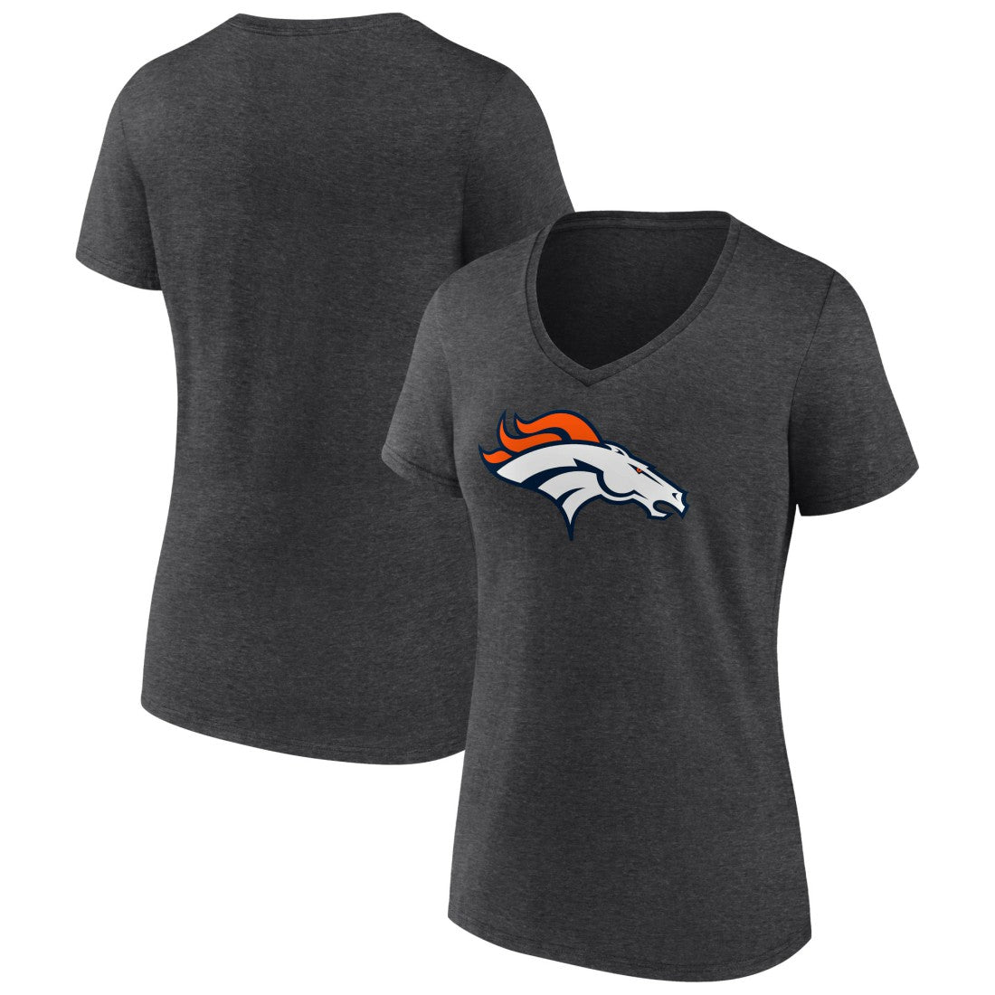 Denver Broncos Women's Primary Team Logo V-Neck T-Shirt Charcoal - NFL