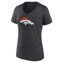 Denver Broncos Women's Primary Team Logo V-Neck T-Shirt Charcoal - NFL