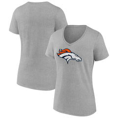 Denver Broncos Women's Primary Team Logo V-Neck T-Shirt Heather Gray - NFL