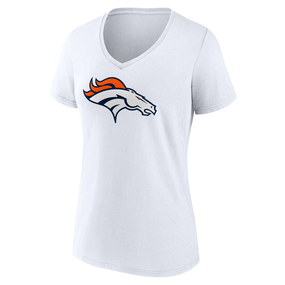 Denver Broncos Women's Primary Team Logo V-Neck T-Shirt White - NFL