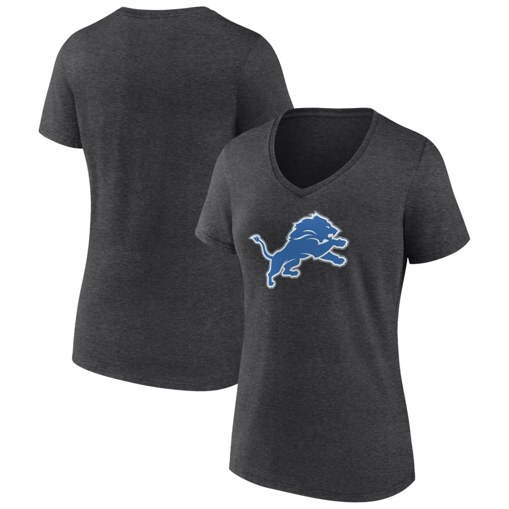 Detroit Lions Women's Primary Team Logo V-Neck T-Shirt Charcoal - NFL